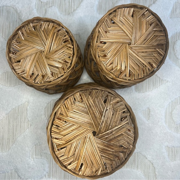 VTG Wicker Basket Planter Braided Woven Cachepot MCM Boho Cottage Set of 3 - Picture 8 of 17
